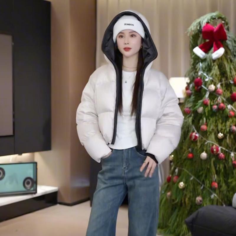 

Зимняя новая короткая пуховая хлопковая куртка с капюшоном для женщин, повседневная утолщенная куртка-хлеб L