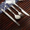 Pure Titanium Tableware Set Household Frosted Knife and Fork Spoon Chopsticks Travel Camping Portable Knife Fork Set