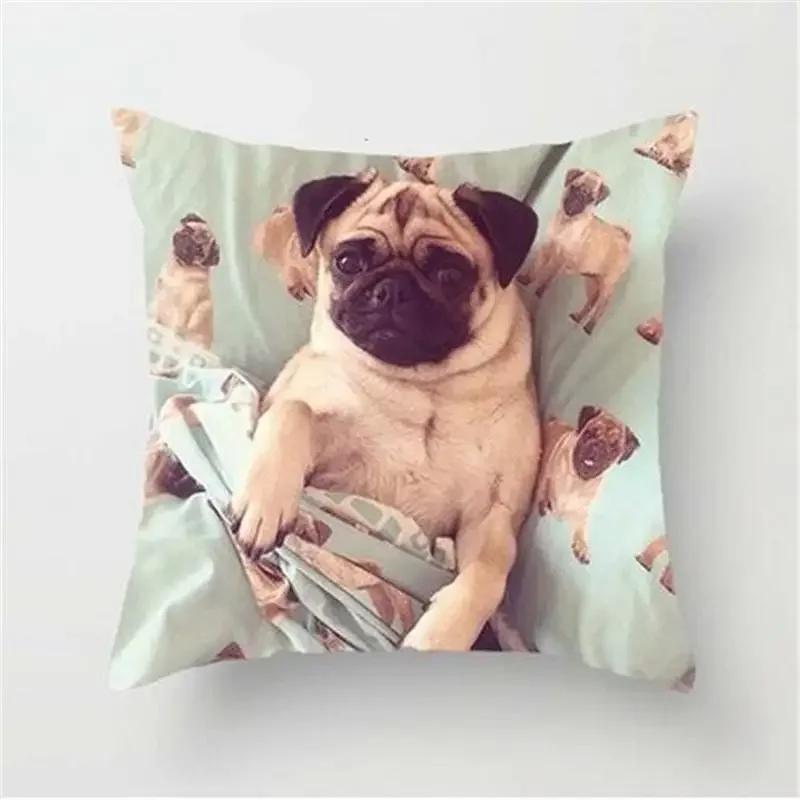 Animal French Bulldog Cushion Cover Pug Dog Herding Pillowcase  Sofa Car Decorative