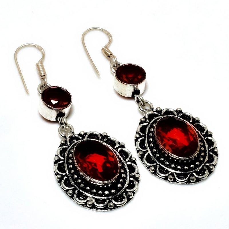 

Ювелирные серьги ручной работы с мозамбикским гранатом 925 пробы, посеребренные, 2,27 дюйма