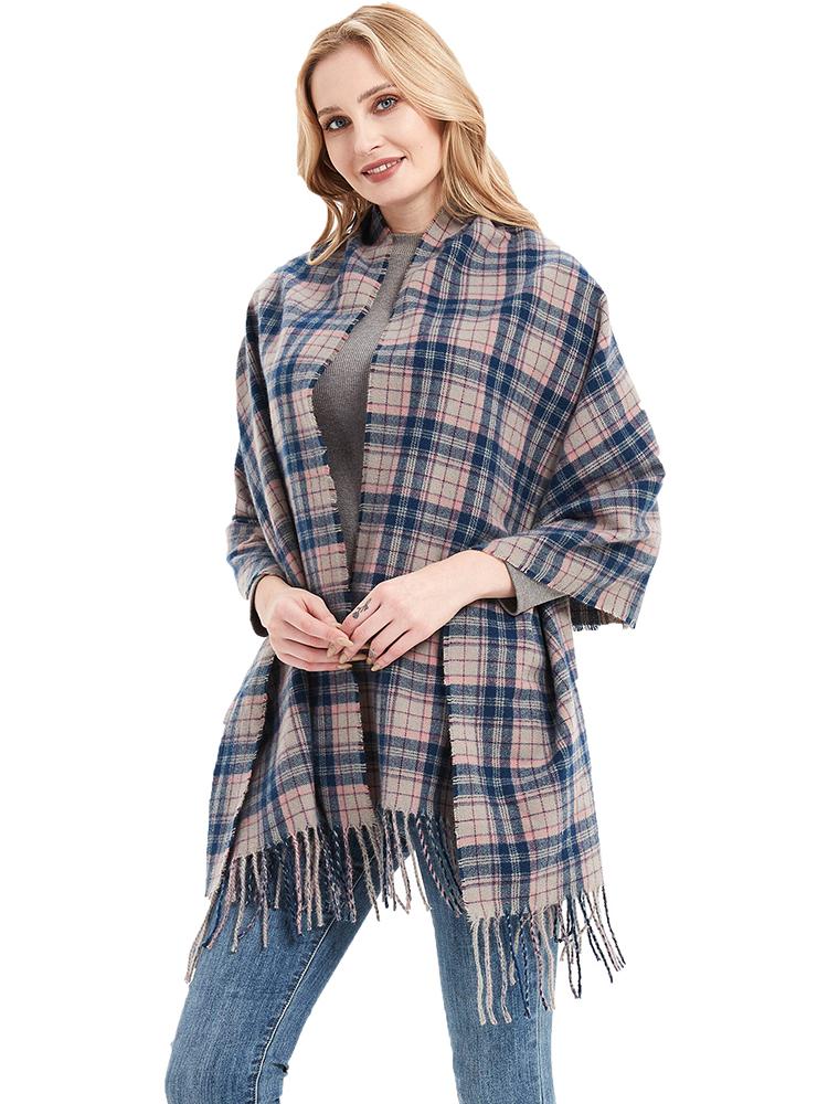Imitation Cashmere Fashion Women Vintage Plaid Print Winter Scarf Warm Casual Knitted Wild Student Female Thick Long Wrap Shawl