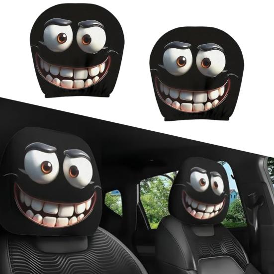 4Pcs Funny Car Headrest Covers Universal Auto Seat Head Rest Protector