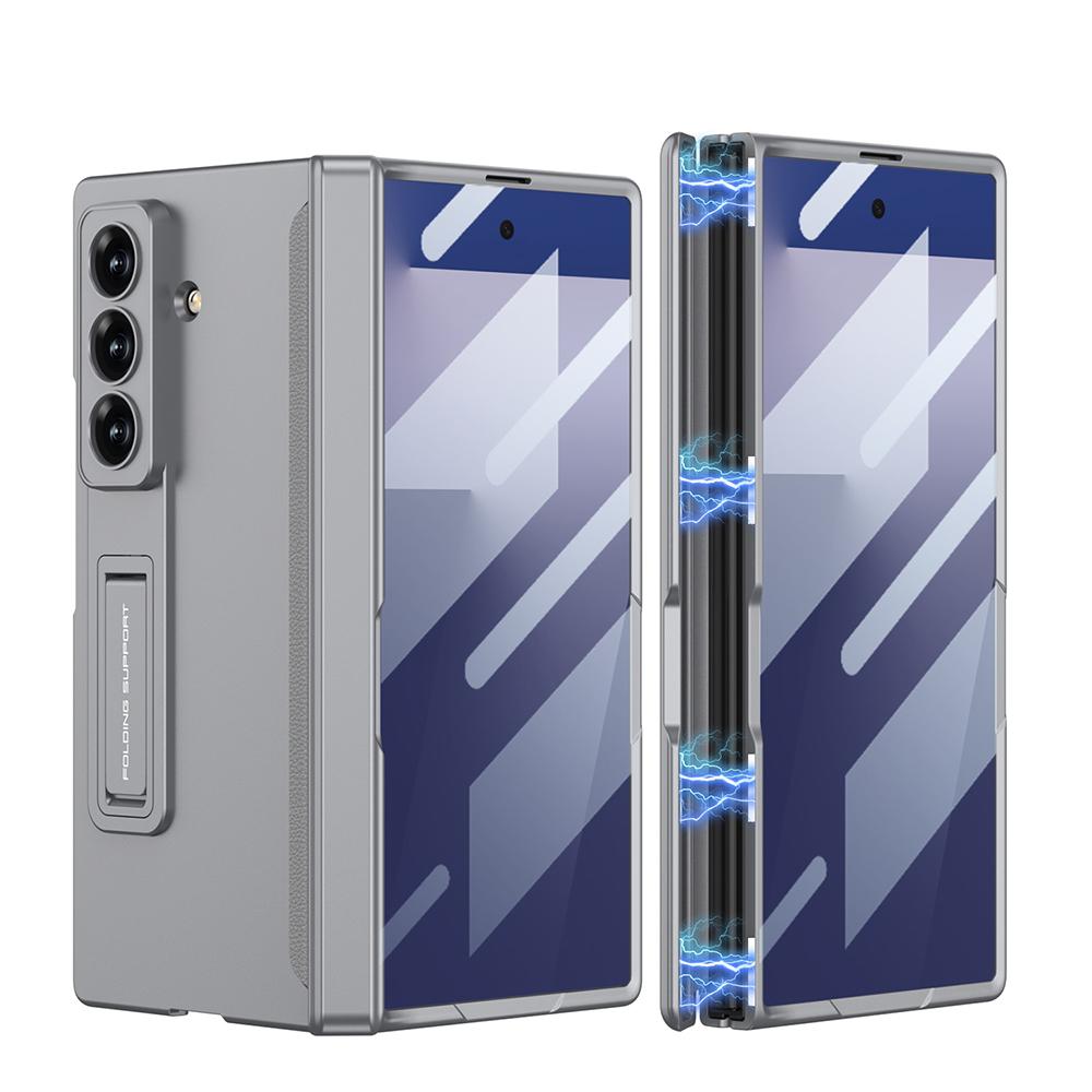 Magnetic Hinge Protective Case For Samsung Galaxy Z Fold 7 6 5 With Screen Glass Film Anti-fall Matte Stand Z Fold7 Fold6 Cover