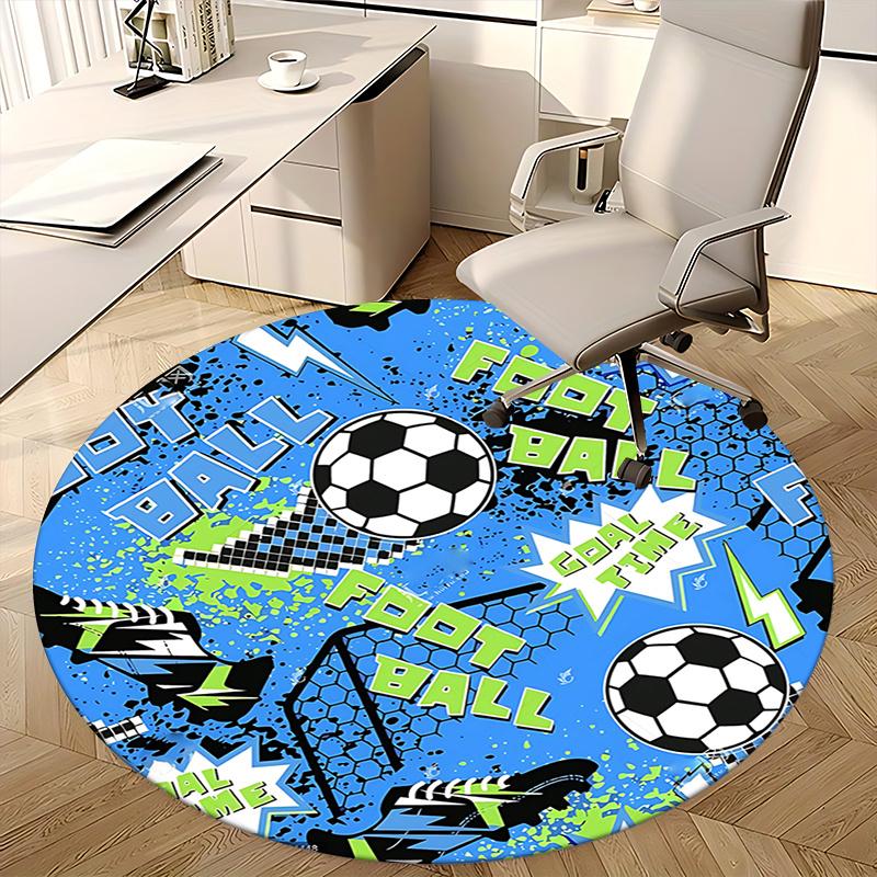 Kancelářský koberec s fotbalovou tématikou, podložky pod židli, design fotbalového míče, sportovní dekorace pro domácí kancelář, obývací pokoj, ložnici, nápad na dárek1118060a