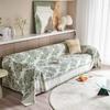 Chenille Jacquard Anti-Scratch Sofa Cover with Green Leaf Design