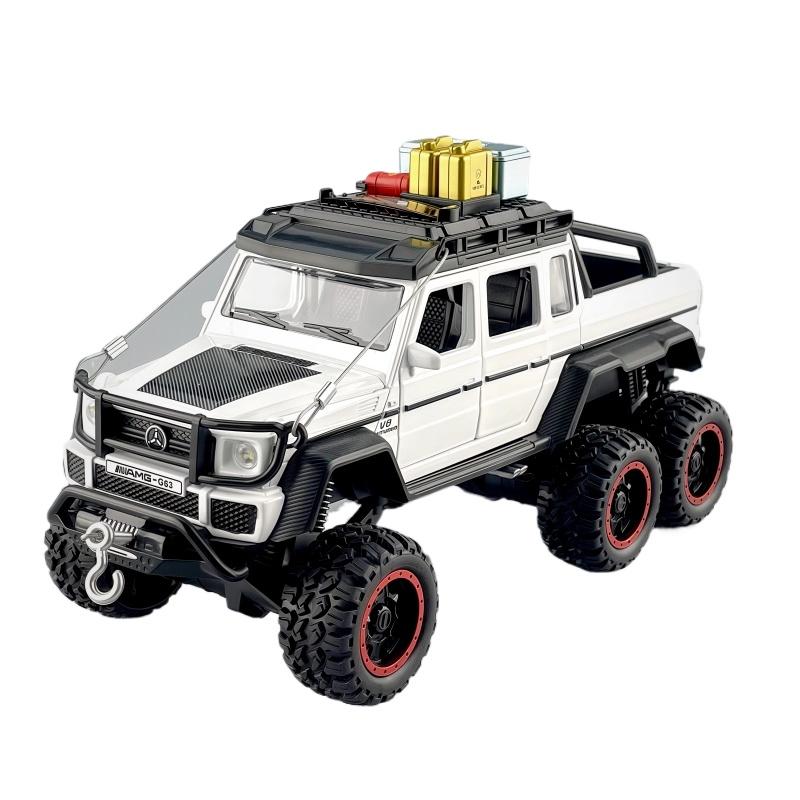Travel Version 1/24 Benz G63 6*6 Tyre Alloy Pickup Car Model Diecasts Metal Off-Road Vehicles Car Model Sound Light Kids Toy Gift