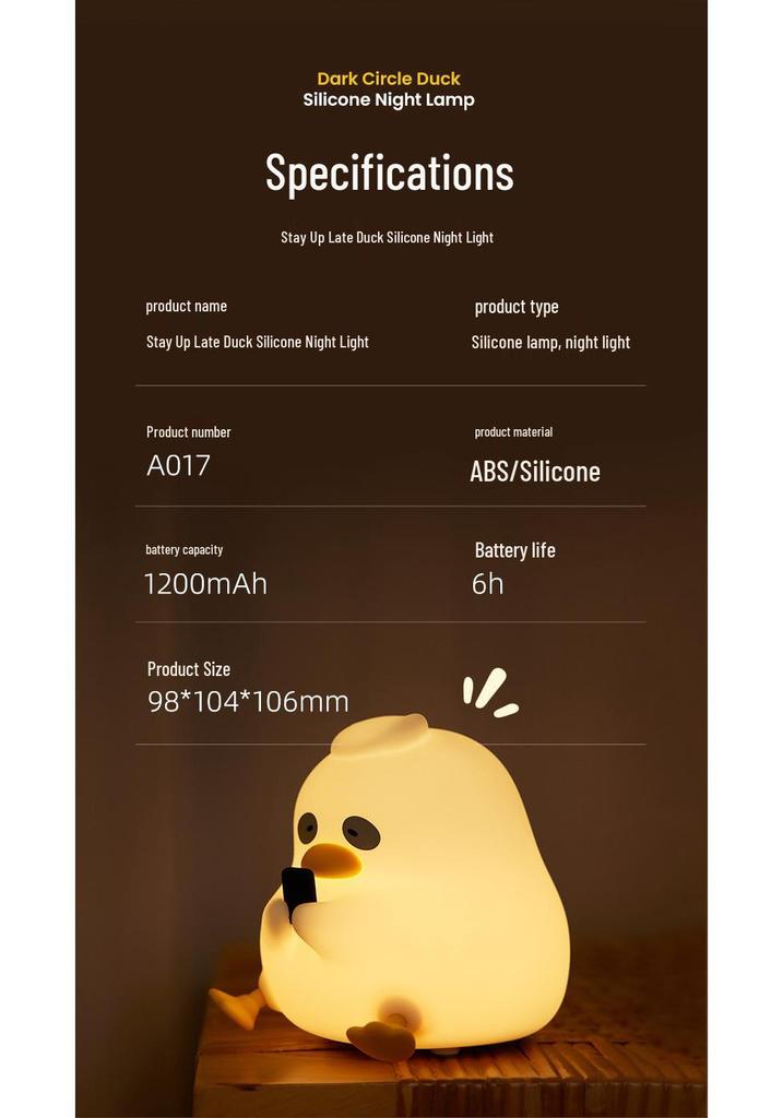 Creative Duck Silicone Rechargeable Night Light - Bedside Atmosphere Lamp and Decorative Gift