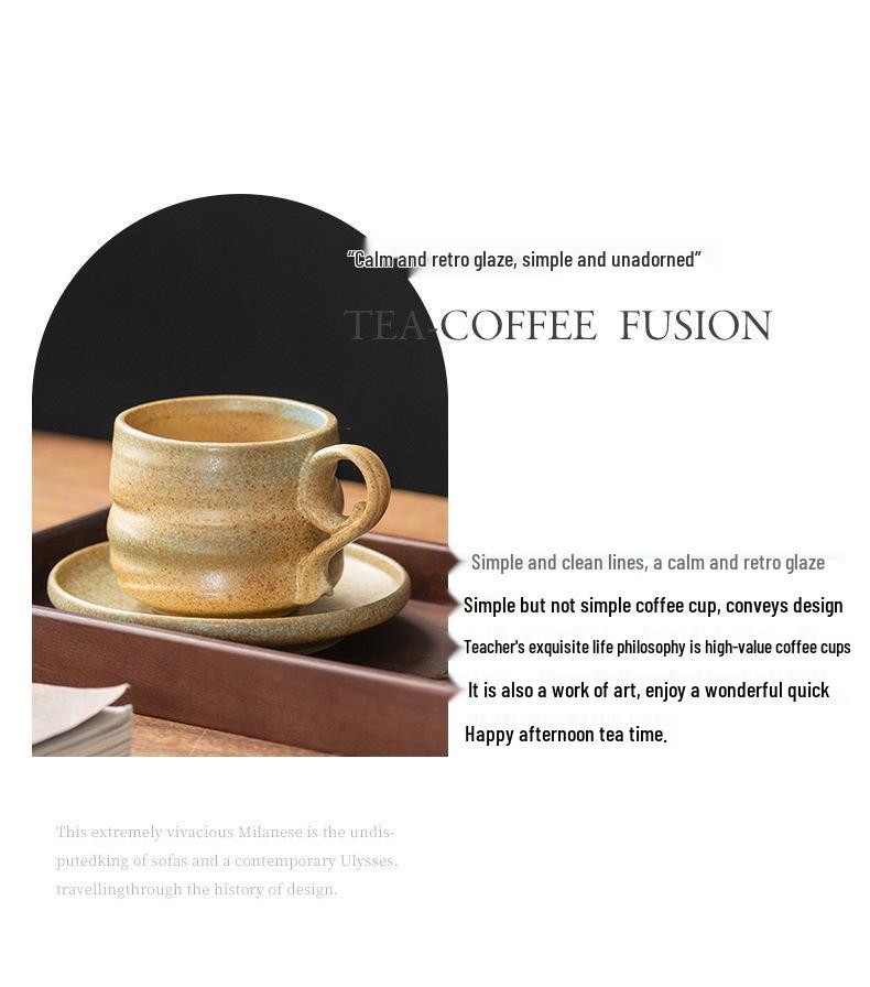 Retro Ceramic Coffee Cup & Saucer Set with Kiln-Change Design for Afternoon Tea