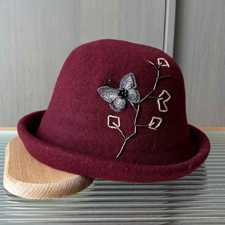 Autumn and winter knitted wool woolen bowler hat new elegant handmade flower pot hat women's versatile warm bucket hat