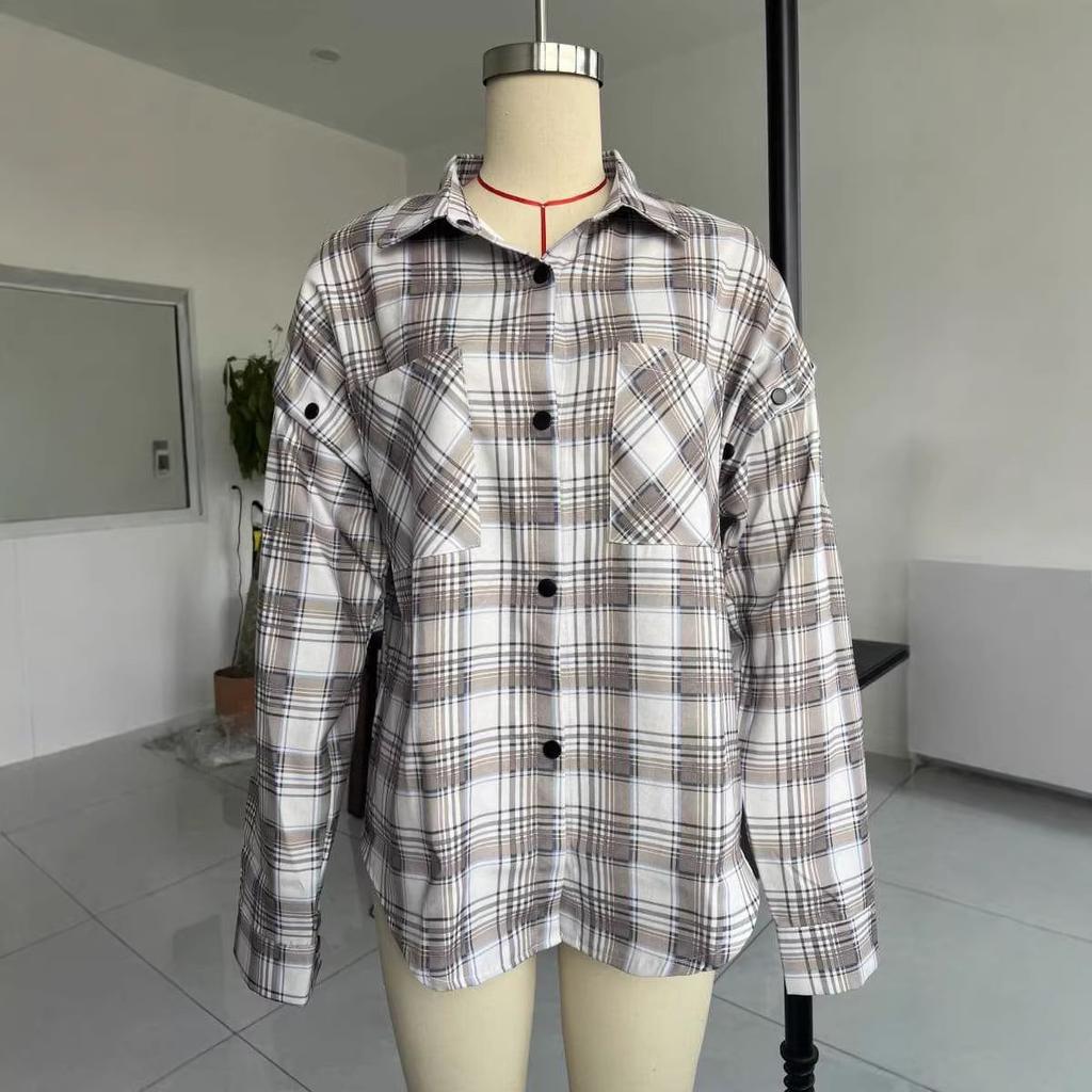 Los dames plaid shirt met meerkleurig patroon