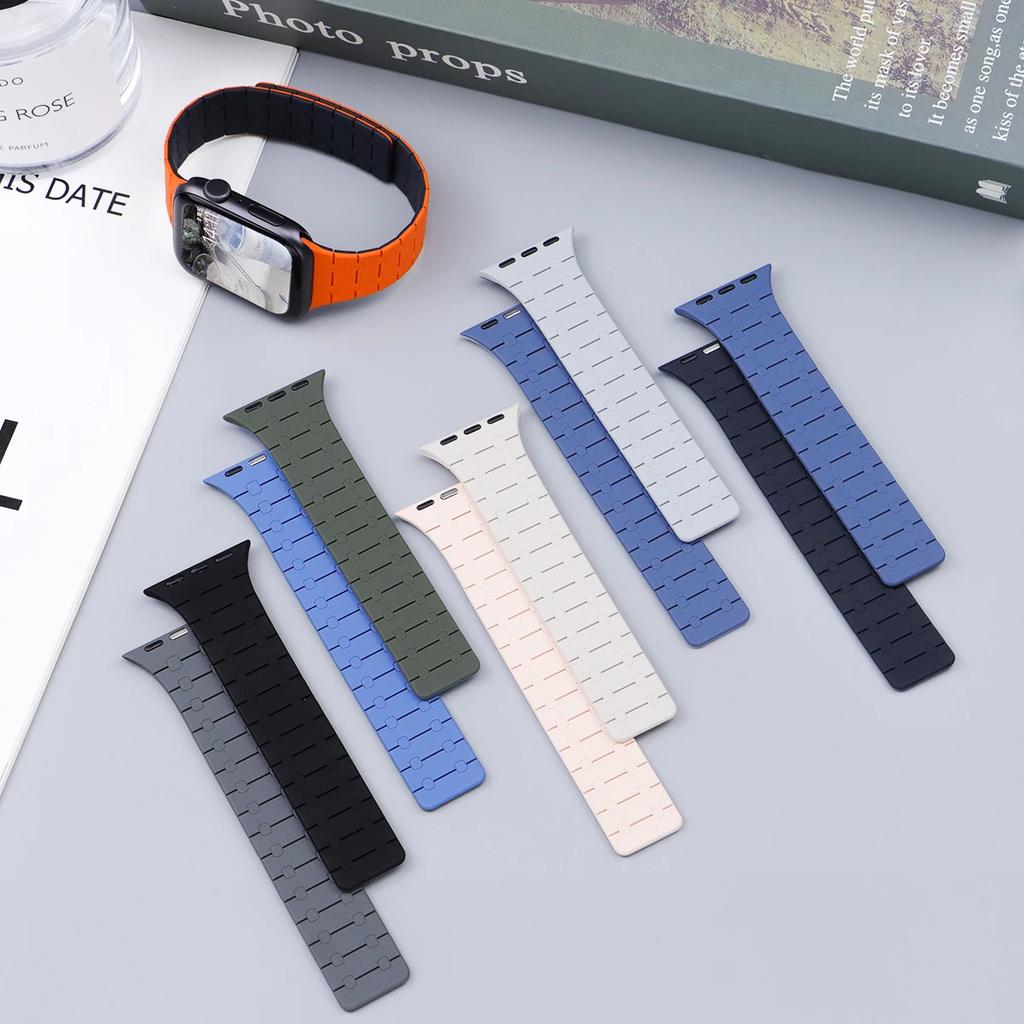 Magnetic Silicone Band for Apple Watch Ultra 3 2 49mm 44mm 46mm 42mm 40 41mm 45mm Strap Bracelet IWatch Series 11 10 9 8 7 6 SE