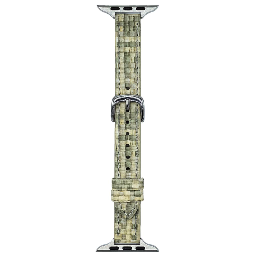 Leather Watch Band For Apple Watch Series 10 9 8 7 SE 6 5 4 3 2 1 42mm 41mm 40mm 38mm Straw Mat Texture Strap