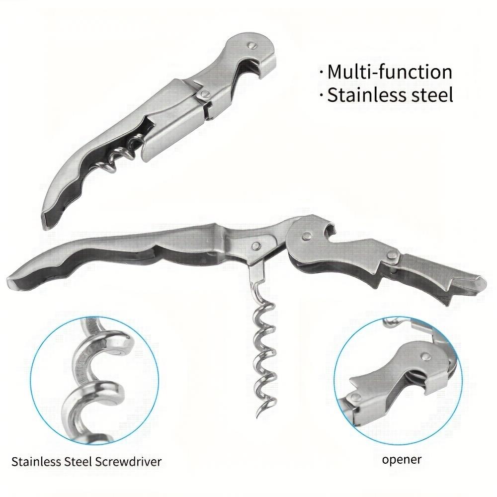 5pcs Stainless Steel Wine Opener Set | Durable Corkscrew & Tools | Complete Wine Tool Box for Easy Opening
