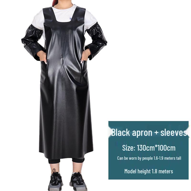 Extended Waterproof & Oil-Resistant Work Apron for Aquatic Product Slaughter