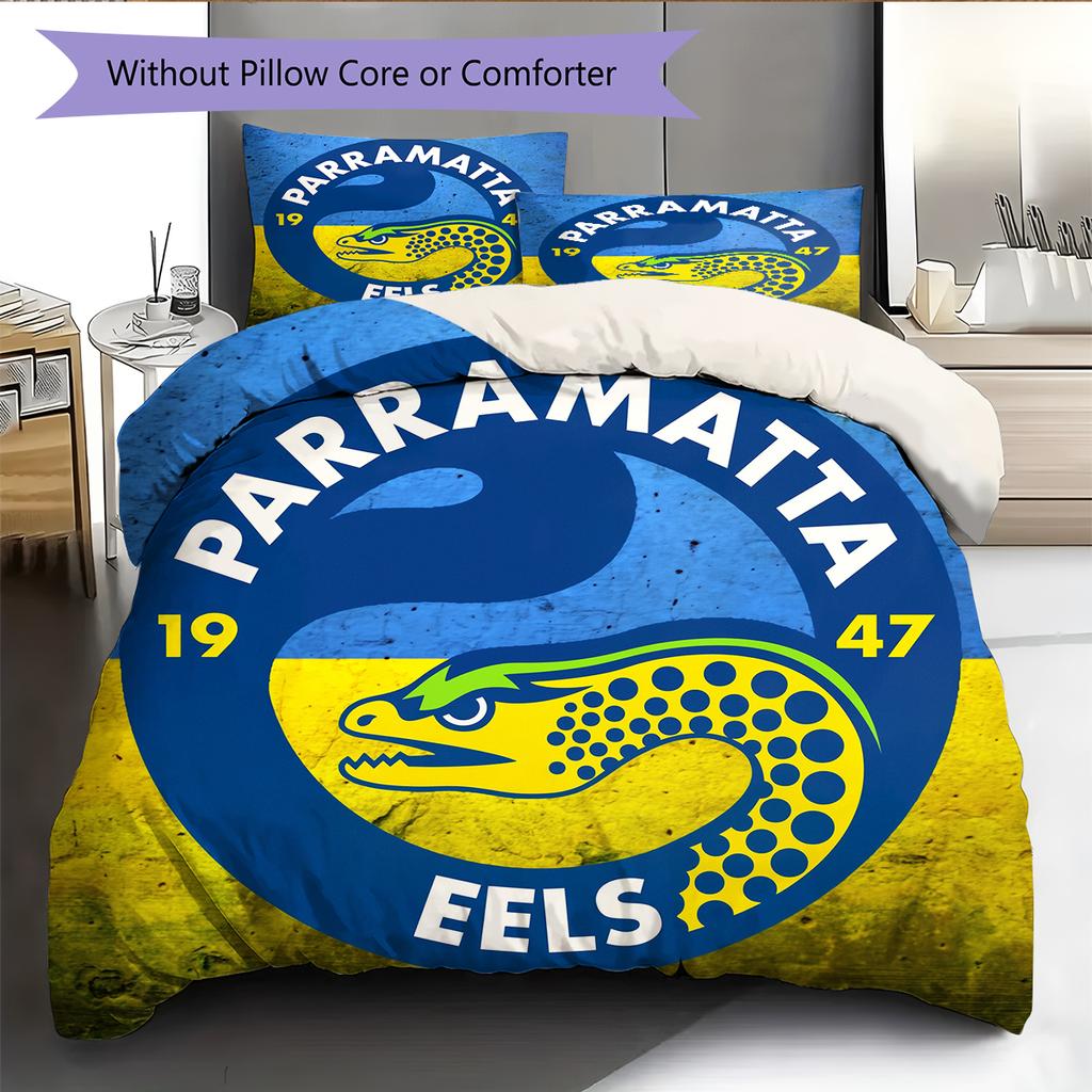 Biancheria da letto con motivo Parramatta Eels Decorazione per la casa Regalo di compleanno e festa (1 * copripiumino + 2 * federa, senza nucleo)