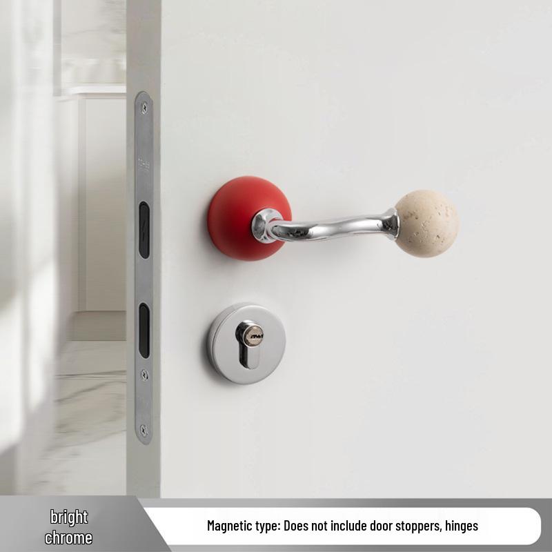 Bureau White Travertine Magnetic Silent Door Handle for Modern Luxury Bedrooms