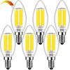 Acidea 6W Chandelier Bulbs, E12 Base, 60W Equivalent, 4000K Daylight White, 813LM, LED Filament Bulbs, Dimmable, Enclosed Fixture Compatible, PSE