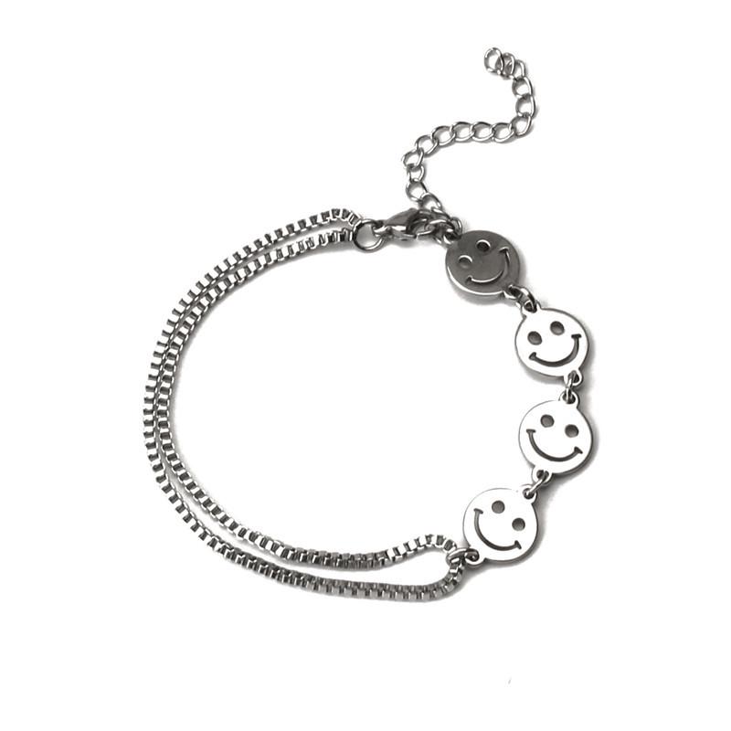 Unisex Harajuku Style Smiley Face Titanium Bracelet - Trendy Korean Design