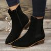 Autumn and winter new large size Martin boots women's British pointed thick heel side zipper women's short boots