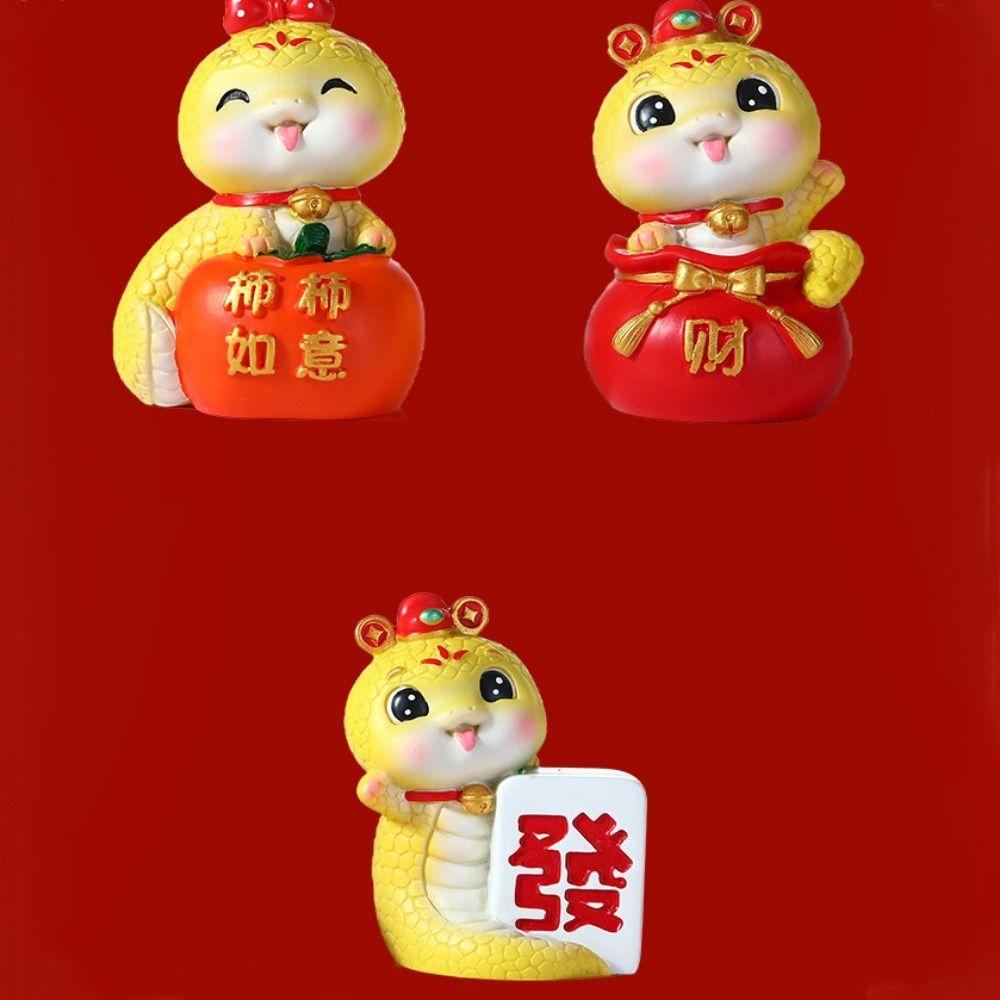 Mini Cartoon Snake Figurines Chinese Style Car Interior Ornament Snake Miniature Figure  Snake Year