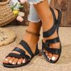 Fashion Women Sandals Flat Summer Clip-toe Casual Sandals Women Rome Narrow Band Ankle Sandals Buckle Strap Beach Designer Shoes Women