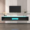 TV Cabinet, High-Gloss TV Cabinet, Color-Coordinated with Black and White, Featuring Color-Changing LED Light, Home