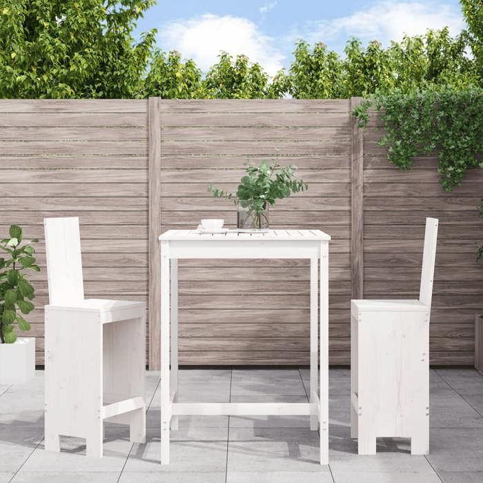 VidaXL Ensemble de bar de jardin 3 pcs blanc bois de pin massif, ensemble de pub, ensemble de bar de patio, ensemble de 3157764