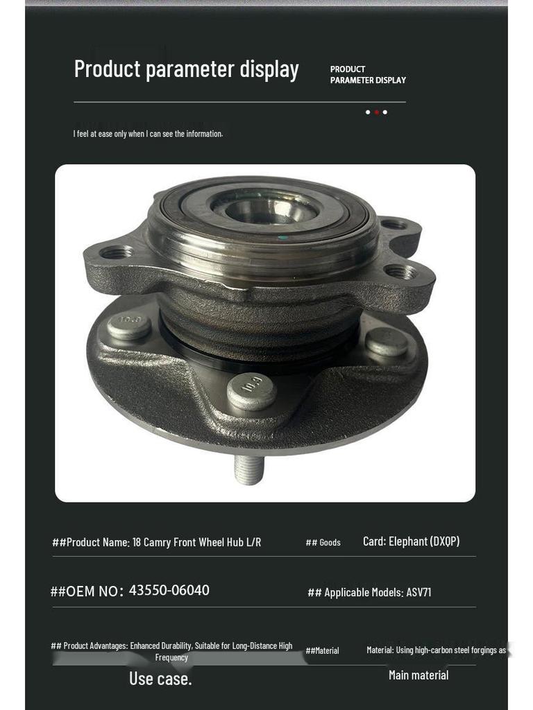 Elephant DXQP Front Wheel Hub for Toyota Camry 2018 (43550-06040)