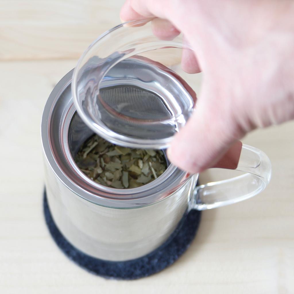 Winter Tea Mug Thermal Glass With Infuser And Steel Strainer