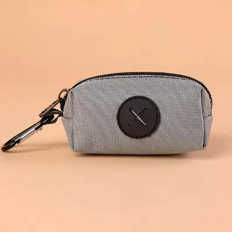 Portasacchetti per cacca di cane in tela, Dispenser per sacchetti per rifiuti animali domestici da esterno con clip a moschettone, Pochette per la raccolta dei rifiuti animali
