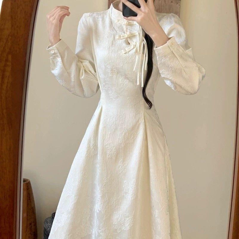 

Улучшенное теплое жаккардовое платье ципао для осени/зимы XL (121-135 jin)