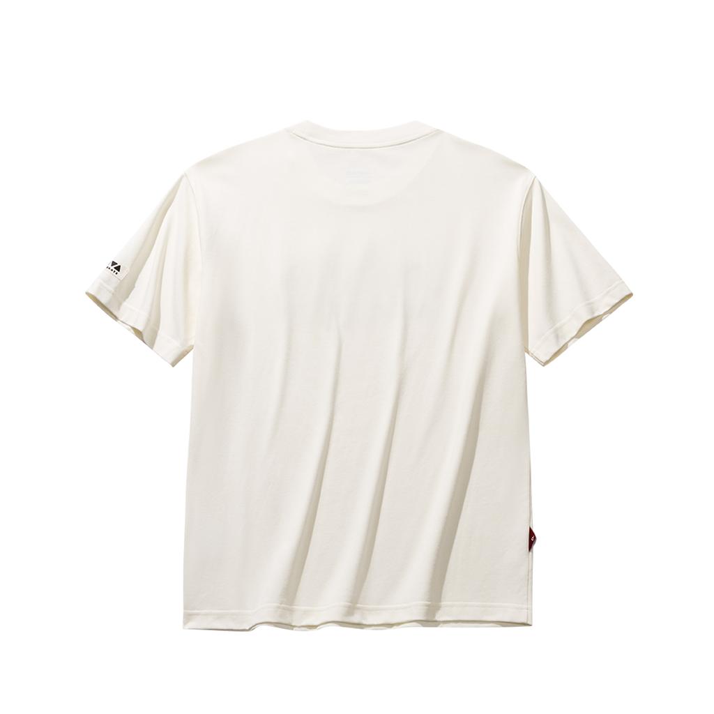 Anta Summer Skateboard Short Sleeve Knitted T-Shirt Unisex Tops Ivory 172628101-1