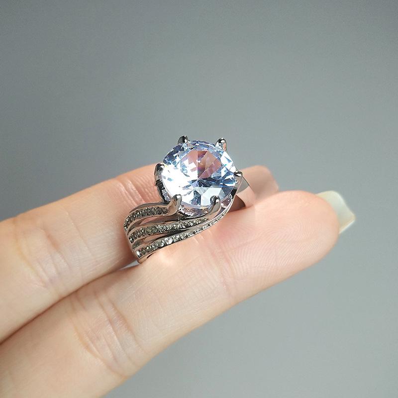 

Luxurious Adjustable Red Zircon & White Diamond Ring with Colored Gemstones for Women Open Adjustable