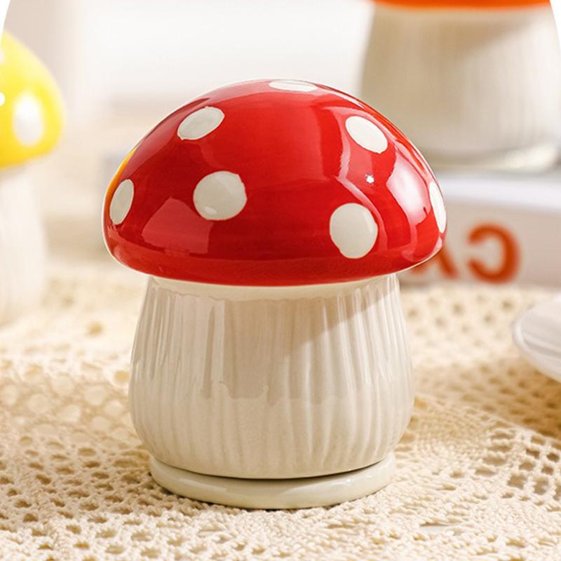 Cute Mushroom Toothpick Holder Ceramic Floss Box Desktop Decoration