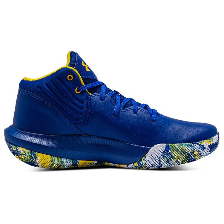 Under Armour Unisex UA Jet 21 Basketball Shoes Blue Yellow 3024260-400