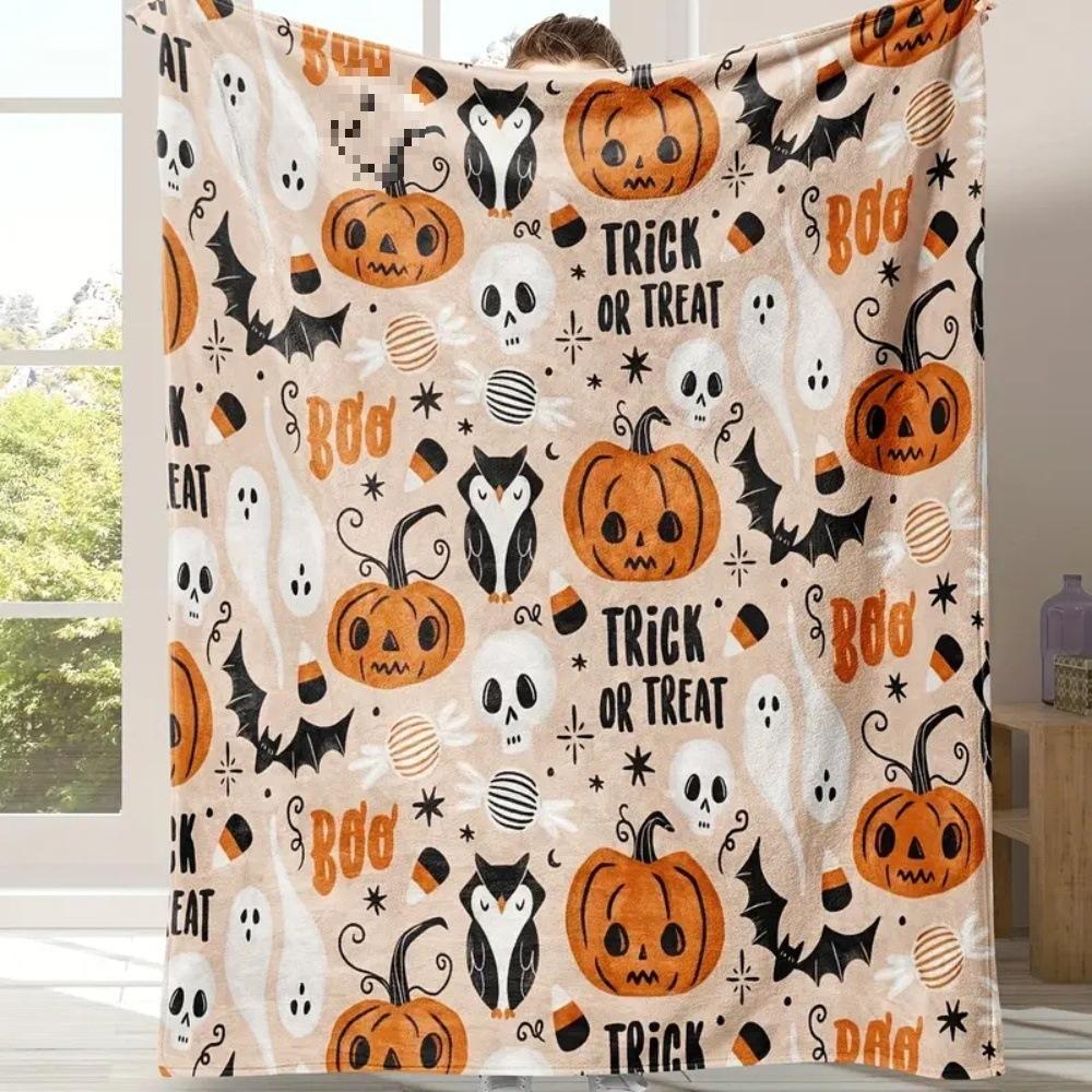Flannel Fleece Blanket Cover Flannel New 2024 Halloween Bed Sheet Blanket Home Sofa
