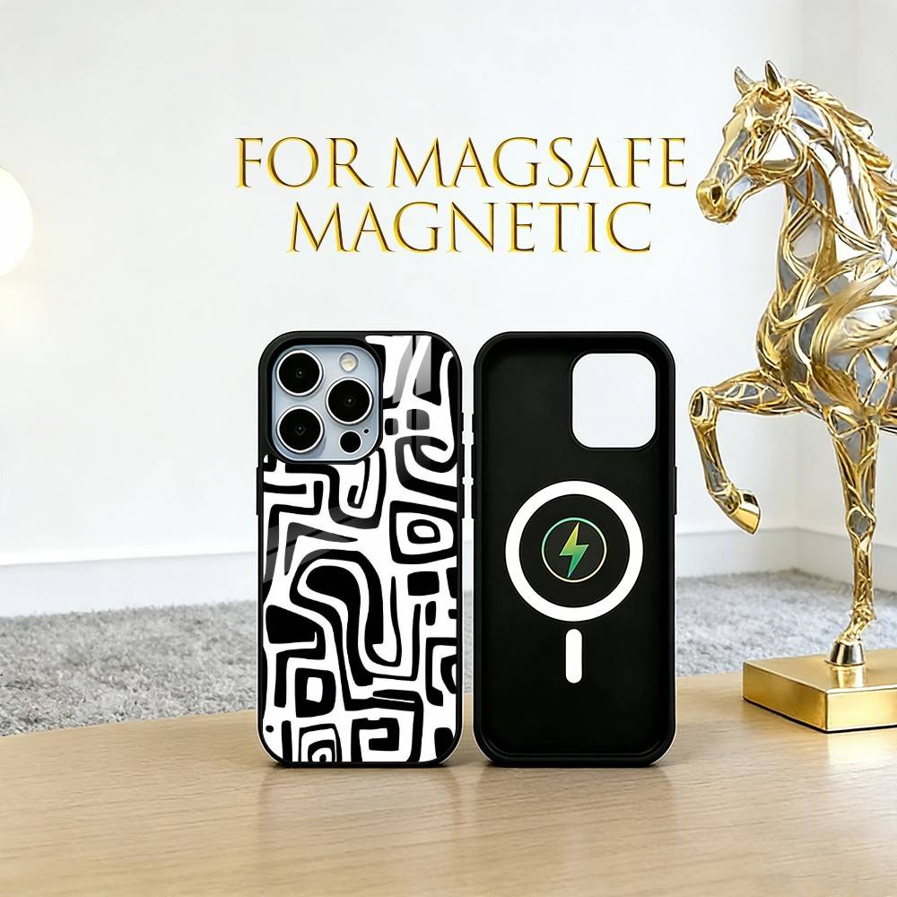 Geometric Pattern  Phone Case For iPhone17,16,15,14,13,12,11 Plus,Pro Magnetic For Magsafe Wireless Charging