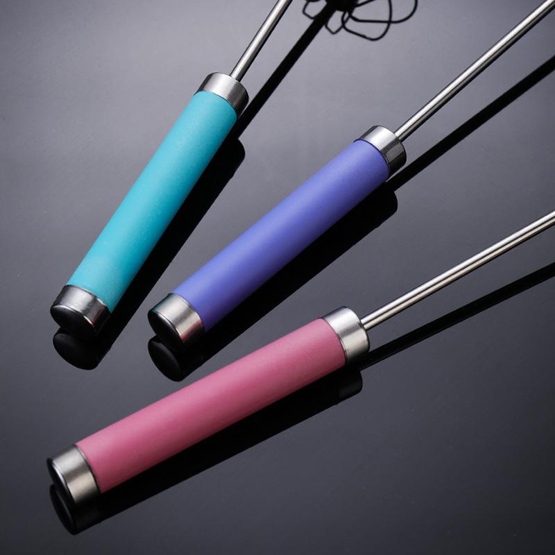 Stainless Steel Household Semi-Automatic Rotating Egg Beater Push-Type Egg Cream Baking Stirring Stick Manual Egg Beater