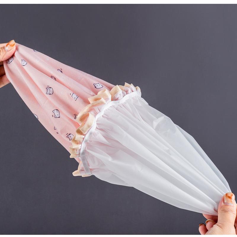 Waterproof Bath Hat Women Shower Cap Elastic Reusable Bath Hat Bathroom Double Layers Hair Cover Women Bathroom Accessories