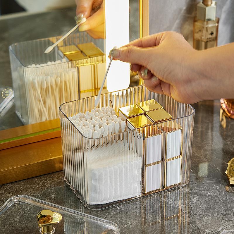 Úložný box na vatové tampony HuaCan pro domácnost Prachotěsný průhledný odstraňovač make-upu Vatové tampóny Pouzdro na rtěnku Držák na kosmetiku na toaletní stolek