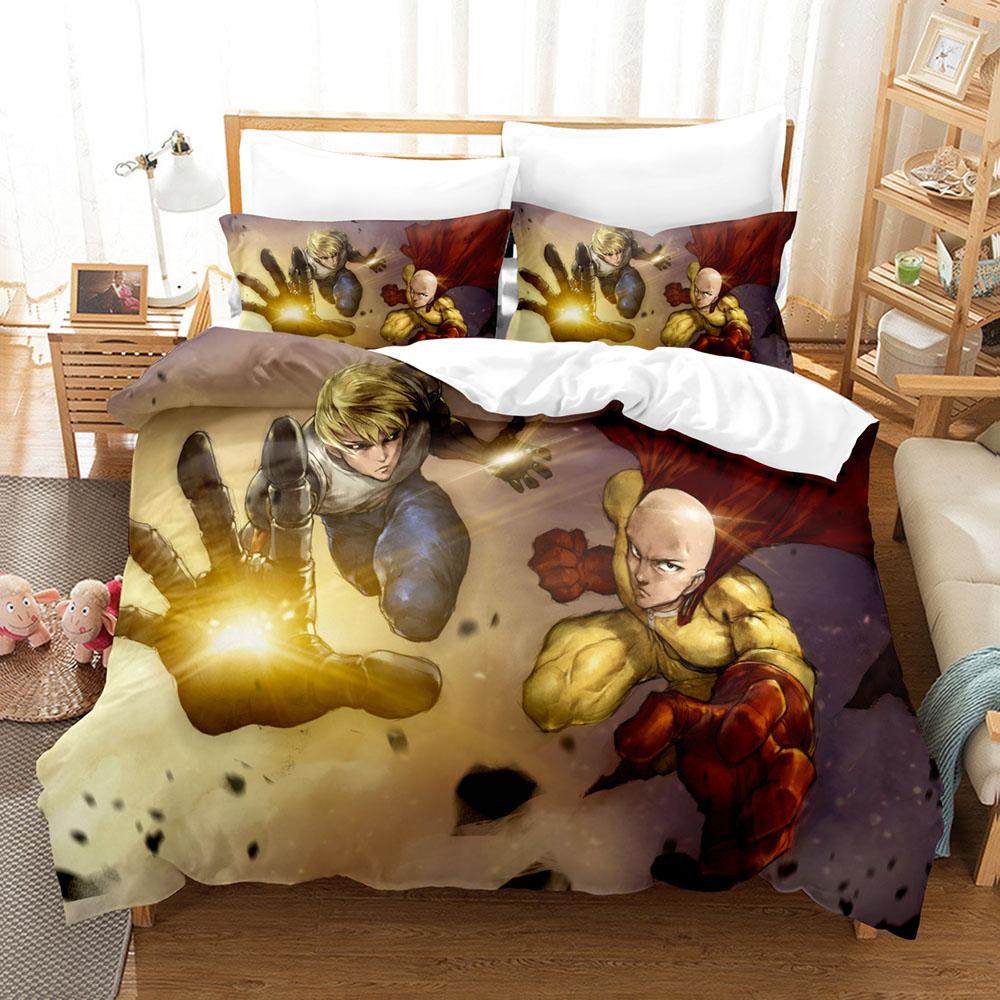 Anime One-Punch Man Saitama Bedding Set Boys Girls Twin Queen Size Duvet Cover Pillowcase Bed Kids Adult Home Textileextile