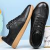 Neue Schuhe für Herren Echtleder Freizeitschuhe Mode Mikroporöse Flache Skateboard-Schuhe Prägnanter Schnür-Sneaker