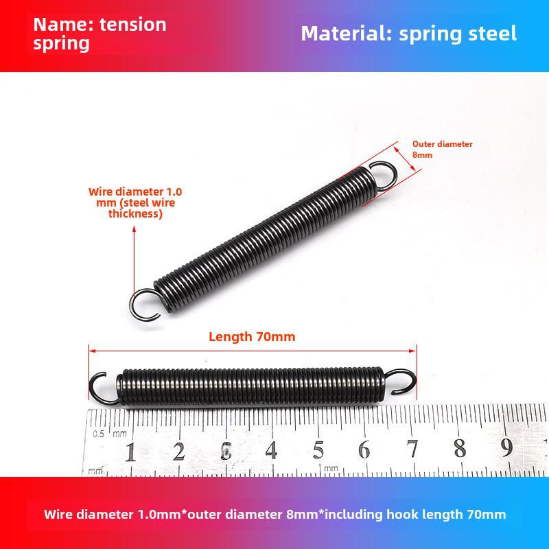 1.0mm Yellow Spring Steel Tension Spring with Hook Clamp for Mop Brake Binding Machine