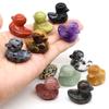 1.2" Little Duck Statue Natural Stone Reiki Healing Crystal Amethyst Tiger Eye Animal Figurine Gemstones Crafts Home Decor Gifts