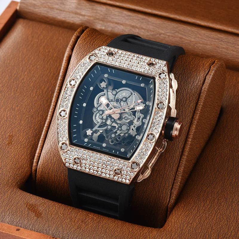 Precision Quartz Watch Barrel Watch New Arrival Hollow Personality Tiger Head Watch Diamond Trendy Best-Selling Men and Women Neutral