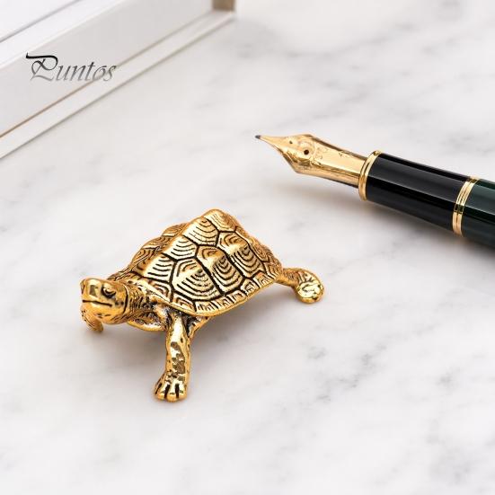 Small Brass Tabletop Decor Vintage Turtle Statue, Metal Animal Figurine, Handcrafted Unique Art Piece Artistic Desktop Sculpture Ornament for