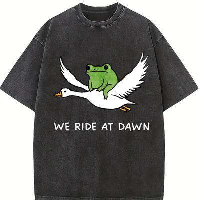 We Ride At Dawn Frog Goose Vintage Washed Unisex T-Shirt