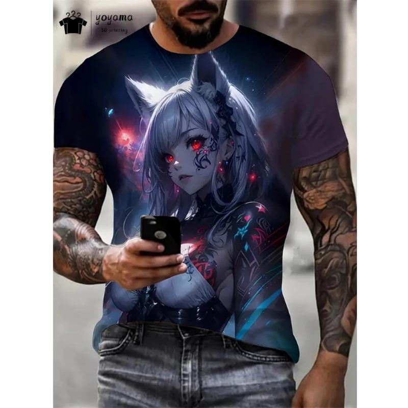 Goddess Pattern Printed T-Shirt Men Summer Street Men s Short Sleeved Tee Fashion Oversized Men s Top Trend Casual Men s T-Shirt S