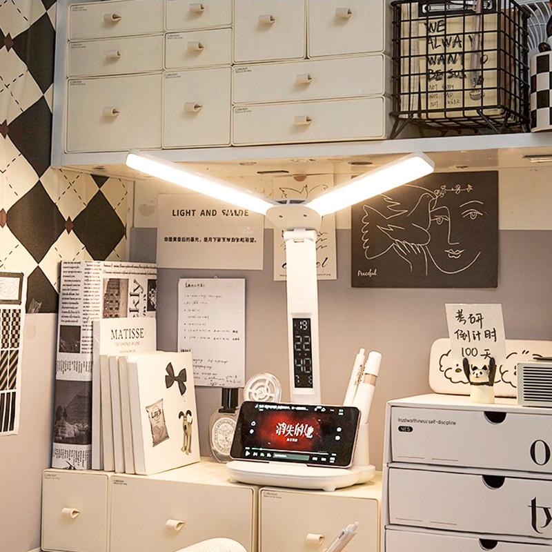 Lampă de birou cu LED, 3 niveluri, cu reglare tactilă, lumină de noapte, reîncărcabilă prin USB, protecție ochilor, lampă de masă pliabilă pentru dormitor, noptiera