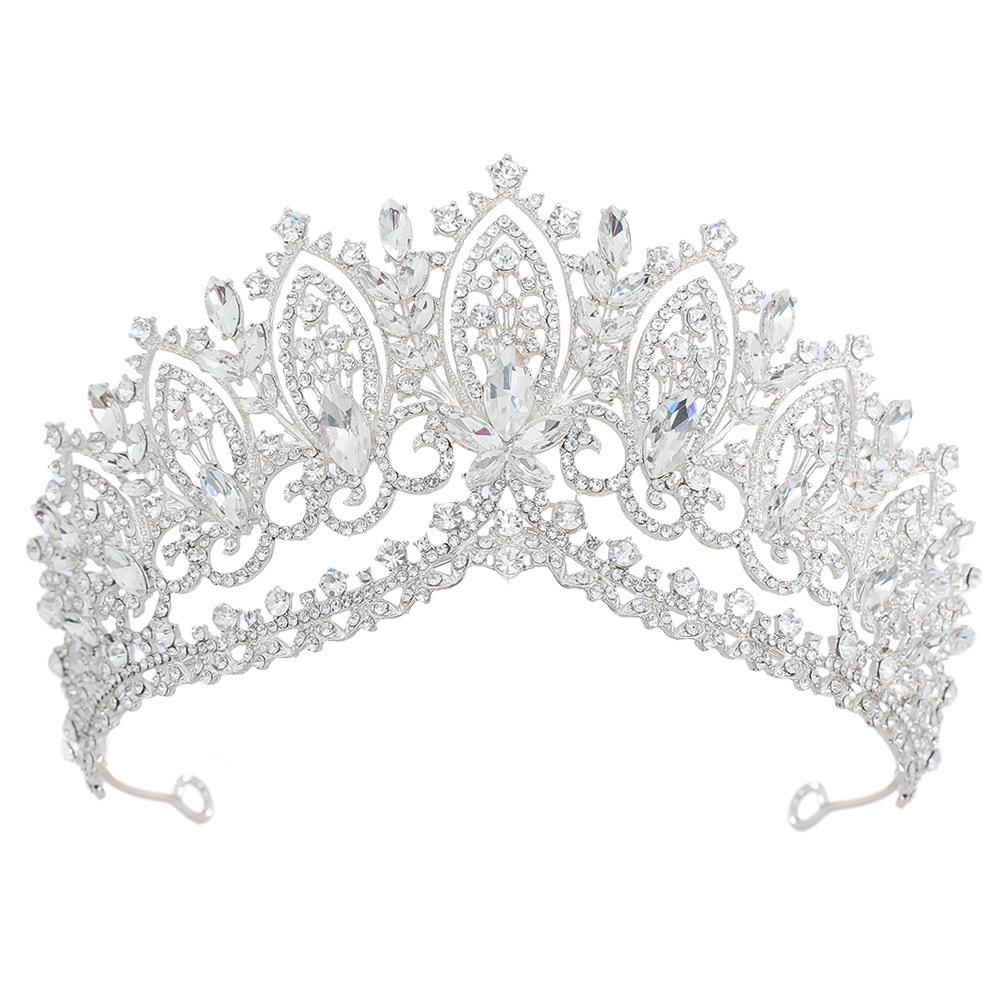 Luxury Sparkling AB Crystal Green Tiara Crown Bridal Diadem Set Regal Wedding Hair Zircon for Bride Party Galas Formal Events